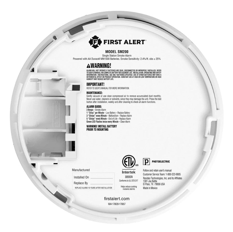 BRK SM200 Low Profile Smoke Detector with Replaceable Battery