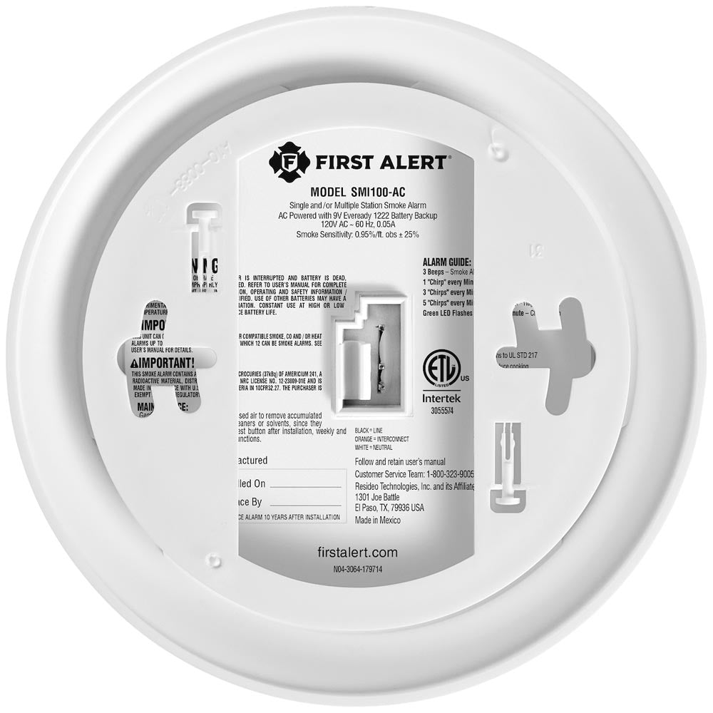 BRK SMI100-AC Hardwire Smoke Alarm w/ Battery Backup